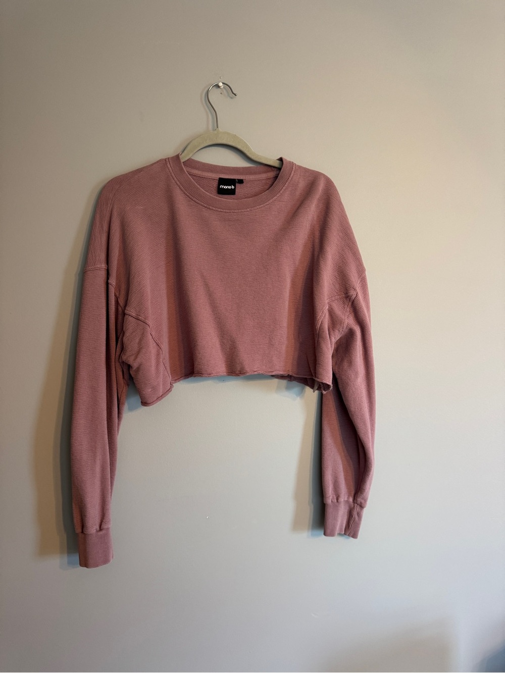 Mono B Cropped Long-Sleeve Sweatshirt — Dusty Mauve